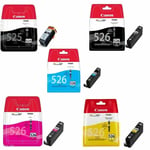 Original Canon PGI-525 Black & CLI-526 Black Cyan Magenta Yellow Ink Cartridges