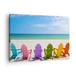 Impression sur Toile 70x50cm Tableaux Image Photo Sunbed rivage Floride Été