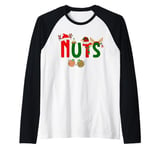 Chest Nuts Matching Couples Chestnuts Funny Christmas man Raglan Baseball Tee