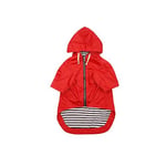 Dog raincoat puppy rain jacket with hood for small medium breeds with reflective strap storage pocket harness hole - Red - XXL