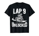 9th Birthday Party Lap 9 Unlocked 9 Year Old Cyclist Bike T-Shirt