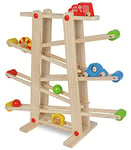 Eichhorn Wooden Marble Run Game | Marble Run for Kids with Colourful Cars and Bright Shapes | Multi-level Play | For Ages 1+