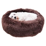 Ferplast Lit d'intérieur pour Chat Cuddly 60 Lit pour Chien Coussin Moelleux pour Chat en Peluche, diam 60 xh 14 cm. Marron