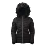 Dare 2b Glamorize II Veste de ski Isolante, Imperméable et Respirante avec capuche détachable et Jupe par-neige Jackets Waterproof Insulated Femme Black FR: XS (Taille Fabricant: 8)