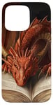 iPhone 15 Pro Max Aesthetic Gothic Red Dragon Reading Book Painting Bookish Case