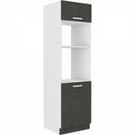 Meuble colonne four 2 portes battantes - Gris - l 60 x p 57 x h 210 cm - lassen