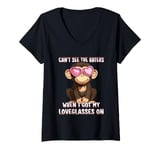 Womens Can't See The Haters Loveglasses On Monkey Heart Glasses V-Neck T-Shirt