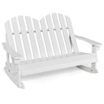 Costway Chaise/Fauteuil À Bascule Jardin En Bois De Sapin 2 Places Pour Enfants De 3 Ans+ Avec Inclinaison 30°, Charge 100 Kg, Blanc