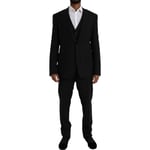 DOLCE & GABBANA Suit Black Polyester STAFF Formal 3 Piece EU54/US44/XL 3000usd