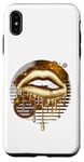 iPhone XS Max Gold Dripping Biting Lips Faux Lipstick Effect 80s Gift Case