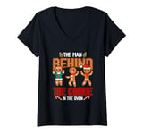 Womens Christmas a Man Behind The Cookie In The Oven Dad To Be V-Neck T-Shirt