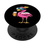 Flamant rose amusant avec bière | BD Apres Ski PopSockets PopGrip Adhésif