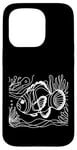 Coque pour iPhone 15 Pro Line Art Poisson & Ichtyologiste Faux Percula Poisson Clown