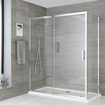 Portland - Douche Italienne d'Angle avec Porte Coulissante&44 Receveur de Douche Blanc 120cm x 90cm - Chromé - Hudson Reed