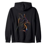 Vibrant Cat Silhouette Line Drawing Beauty Zip Hoodie