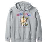 Funny UNICORN NINJA Birthday Girl Team Princess Pre-K Pink Zip Hoodie