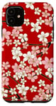 Coque pour iPhone 11 Motif fleurs de cerisier rouge Sakura floral