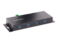 Startech.Com 4-Port Industrial Usb 3.0 5Gbps Hub, Rugged Usb Hub W/15Kv Air/8Kv Contact Esd And Surge Protection, Din/Wall/Desk Mountable Usb-A Hub, Usb Expansion Hub With Locking Ports - Metal Construction (5G4aindnp-Usb-A-Hub) - Hubb - Industriell