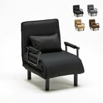 Fauteuil convertible 1 place chauffeuse en tissu Deborah Couleur: Noir