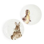 Portmeirion Home & Gifts Wrendale Coupe Plates Set of 2 (Bunny & Duckling), Multicolour (WND3994-XW)
