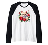 Roses Flowers British Cream Cat British Shorthair Cat Raglan Baseball Tee