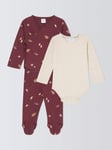 John Lewis Baby Bodysuit, Wrap Top and Trousers Set, Multi