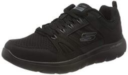 Skechers Homme Summits-New World Sneakers, Black Leather/PU/Mesh/Black Trim, 42 EU