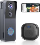 Wireless Video Doorbell Camera with Chime 2K HD Smart Video WiFi Door Bells with