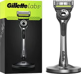 Gillette Labs Rasoir pour homme + 1 recharge de lame de rasoir, avec barre exfoliante, support magnétique de qualité supérieure