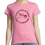 T-Shirt Rose pour Femme | Coupe Fit près du Corps | J'peux Pas Je suis Une Licornasse | 100% Coton, épais et Confortable (as4, Alpha, x_l, Regular, Regular)