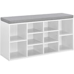 [en.casa] - Meuble à Chaussures Armoire Rangement mdf Polyester Blanc Gris 103 x 30 x 48 cm