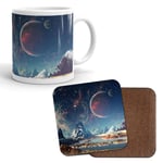 Mug & Coaster Set - Cool Alien Planet Space Solar System Stars Galaxy Gift #8078