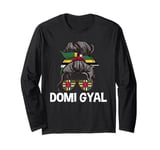 Domi Gyal Dominica Girl Messy Hair Dominica Flag Long Sleeve T-Shirt