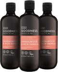 Goodness Men'S Sandalwood & Vanilla Natural Shower Gel, 500 Ml (Pack of 3) - Veg