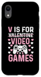 Coque pour iPhone XR V est pour les jeux vidéo, la Saint-Valentin, Funny Gamer, pour hommes et garçons