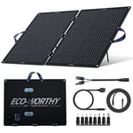 ECO-WORTHY Panneau solaire de 100 W, monocristallin, portable, pliable, support réglable, câble PV (3 m), 4 adaptateurs CC pour centrales électriques, camping-car, caravane, camping en plein air