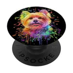 Colorful Splash Art Yorkshire Terrier Portrait Yorkie Lover PopSockets Swappable PopGrip