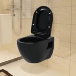 Maison Chic - Toilette murale wc à poser Pack wc complet Céramique Noir 44342