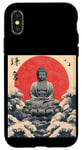 Coque pour iPhone X/XS Kamakura Grande statue de Bouddha vintage japonais Art sur bois