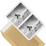 2 x Rectangle Stickers 7.5cm BW - Kazakh en Eagle Hunter Man  #35917