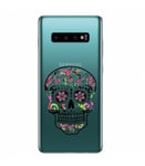 Coque Galaxy S10 PLUS mort mexicaine fleur aztec rose calavera