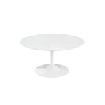 Knoll - Saarinen Low Round Table For Outdoor, H: 38 cm, Ø 91 cm, Vitt underrede - Soffbord utomhus - Eero Saarinen - Vit - Metall/Plast