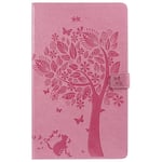 Saturcase Coque Pour Amazon Fire Hd 10 2017, Arbre À Chat Pu Cuir Magnétique Portefeuille Support Porte-Carte Coque Housse Étui Pour All-New Amazon Fire Hd 10 Tablet (7th Gen, 2017 Release) (Pink)