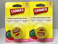 CARMEX Watermelon SPF15 Moisturising Lip Balm Pot 2 X 7.5g Summer Essential