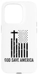 iPhone 15 Pro God Save America Sign,God American Flag Jesus Save America Case