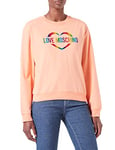 Love Moschino Women's Love Heart Multicolor foil Print Sweatshirt, Pink, 38