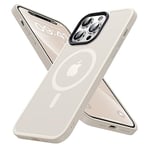 ONOFSO Coque Magnétique pour iPhone 14 Pro Max 6,7 Pouces [Compatible avec MagSafe][Protection Antichoc Qualité Militaire] Housse pour Téléphone Mate Semi-Transparente Anti-Empreintes, Blanc Crème