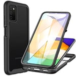 CENHUFO Coque Samsung A03s, Antichoc Housse avec Protection d'écran, 360° Protégé Téléphone Etui Double Face Bumper Transparent Case Robuste Portable Intégrale Coque pour Samsung Galaxy A03s -Noir