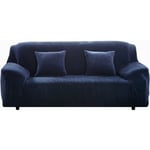 Ahlsen - housses de canapé épaisses 1/2/3/4 places pure color sofa protector velvet easy fit elastic fabric stretch couch slipcover (bleu, 2 places