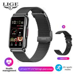 Lige Women Smart Band Miesten Kello 1,47 Tuuman Full Touch Heart Rate Sport Fitness -Älykello Huawei Applen Älyrannekoru Naisille_Mesh belt black